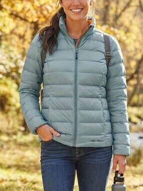 Eddie Bauer Light Blue Packable Down Puffer Jacket Women's Medium M